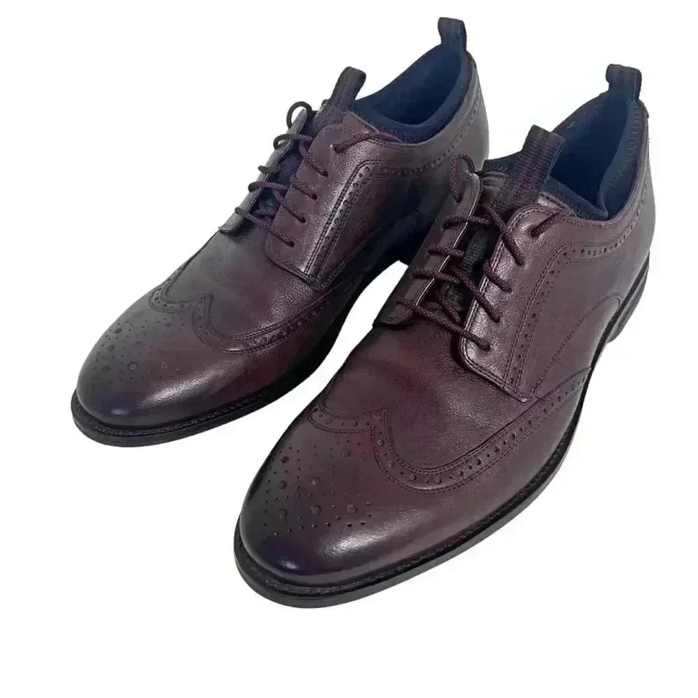 Cole Haan Burgundy Leather Oxfords Laceup Wingtip Shoes